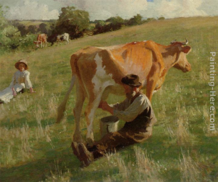 Summer Milking painting - Harold Harvey Summer Milking art painting